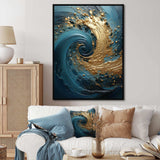 Golden Emerald Surge I - Abstract Canvas Wall Art