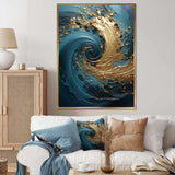 Golden Emerald Surge I - Abstract Canvas Wall Art