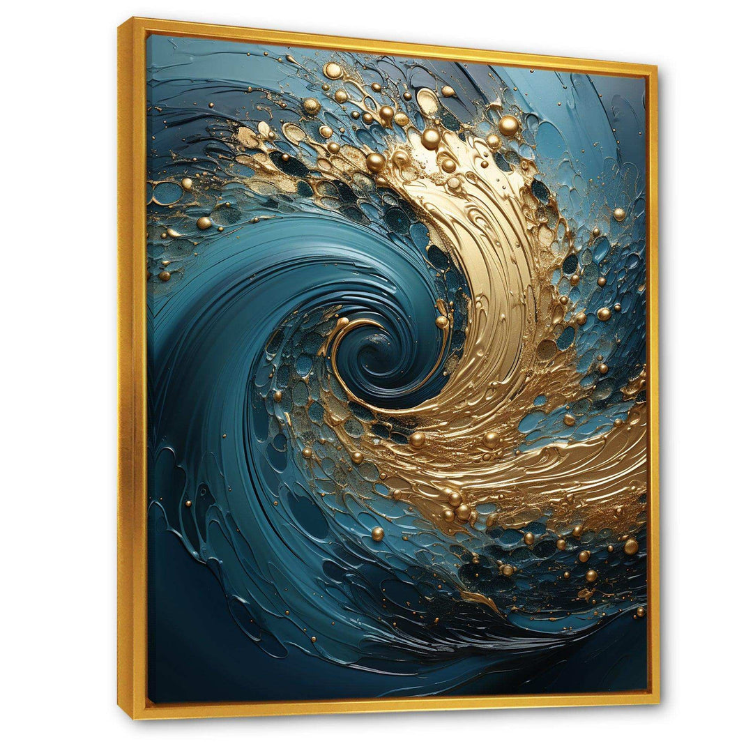 Golden Emerald Surge I - Abstract Canvas Wall Art