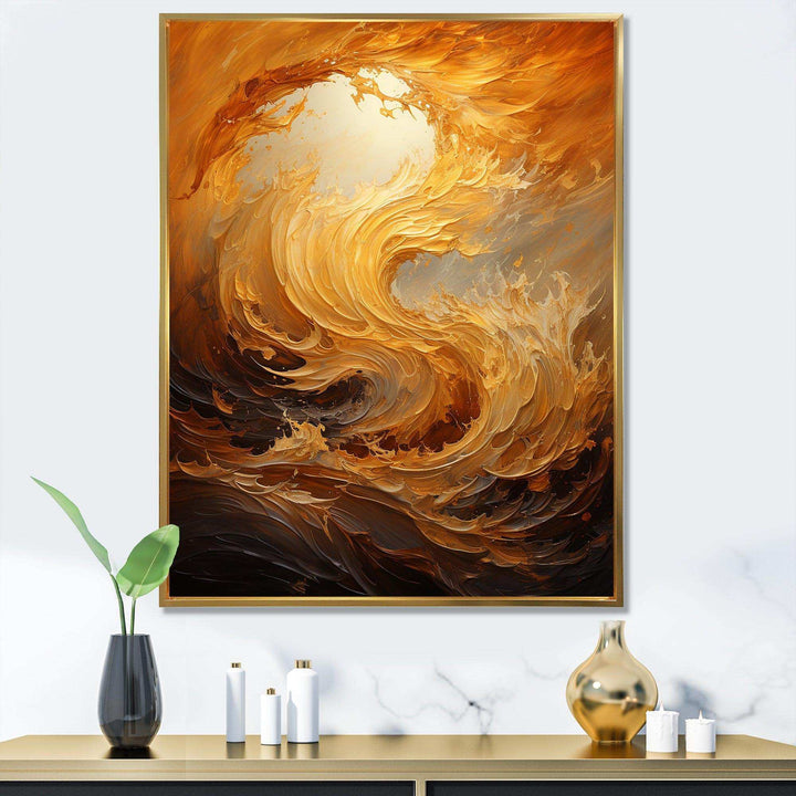 Golden Orange Surge II - Abstract Canvas Wall Art