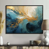 Gold Teal Ocean Spiral III - Abstract Canvas Wall Art