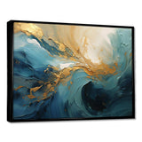 Gold Teal Ocean Spiral III - Abstract Canvas Wall Art