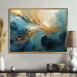 Gold Teal Ocean Spiral III - Abstract Canvas Wall Art