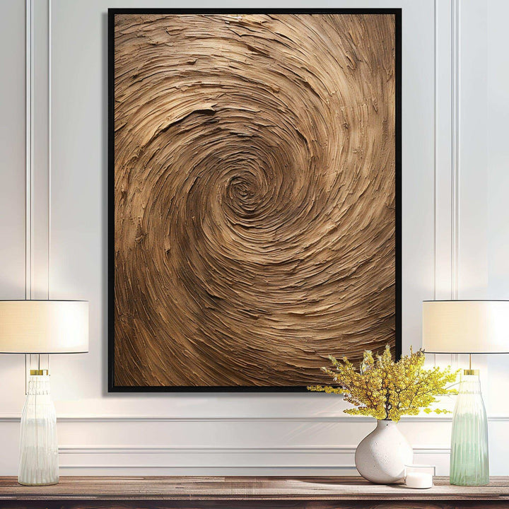Brown Calm Current Spiral - Abstract Canvas Wall Art
