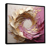 Gold Pink Minimalism Spiral Poteries - Abstract Canvas Wall Art