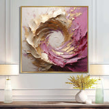 Gold Pink Minimalism Spiral Poteries - Abstract Canvas Wall Art