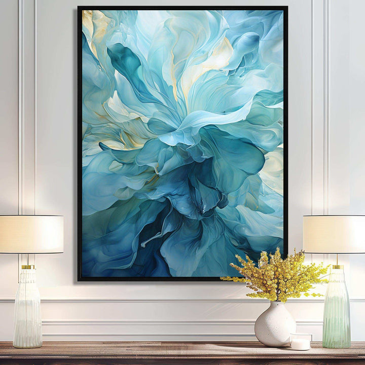 Aqua Blue And White Serenity Swirl IV - Abstract Canvas Wall Art