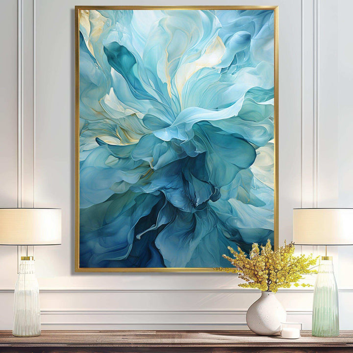 Aqua Blue And White Serenity Swirl IV - Abstract Canvas Wall Art