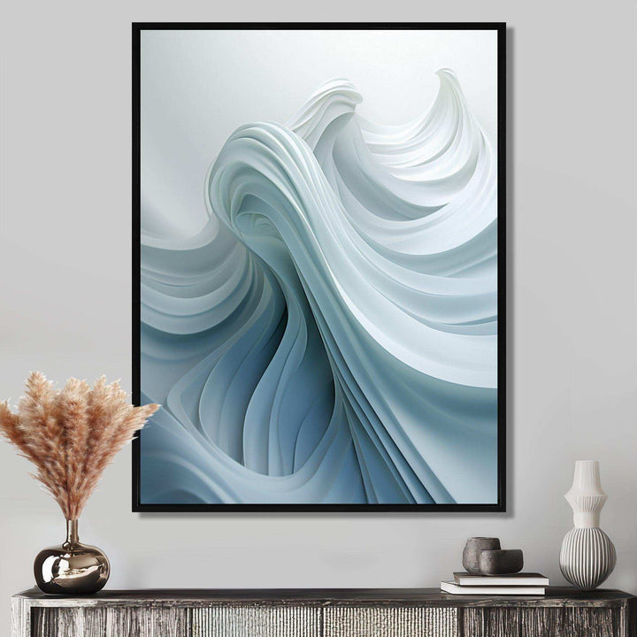 White &amp; Blue Zen Zephyr Spiral - Abstract Canvas Wall Art