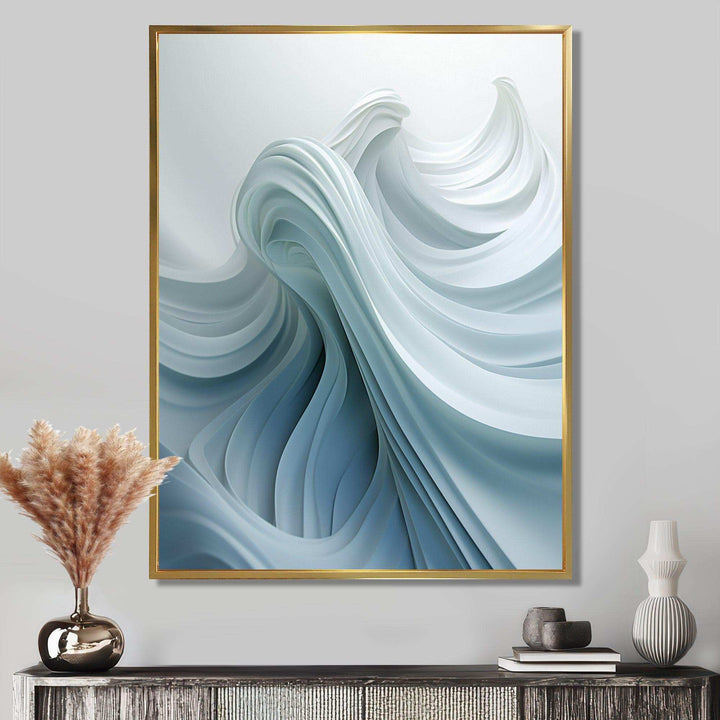 White &amp; Blue Zen Zephyr Spiral - Abstract Canvas Wall Art