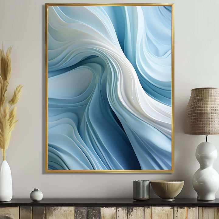 White &amp; Blue Zen Zephyr Spiral I - Abstract Canvas Wall Art