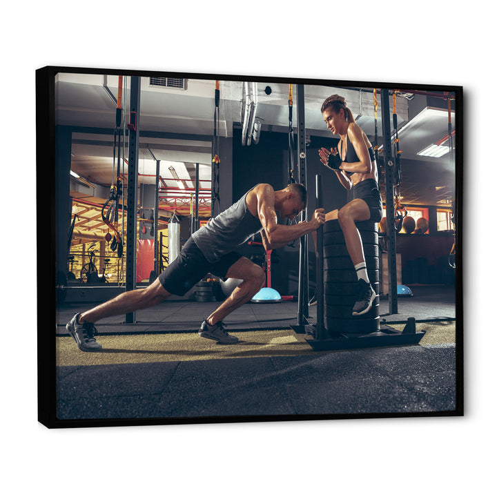 Couple Training - Aerobic &amp; Bodybuilding Canvas Wall Art