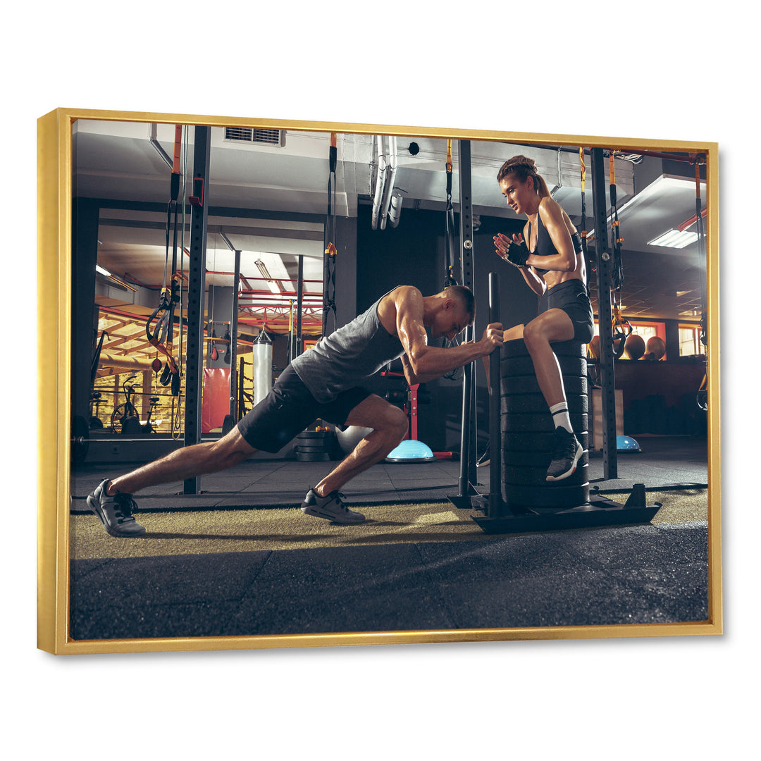 Couple Training - Aerobic &amp; Bodybuilding Canvas Wall Art