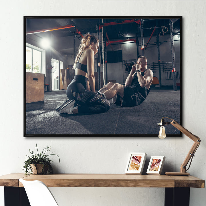 Couple Training I - Aerobic &amp; Bodybuilding Canvas Wall Art
