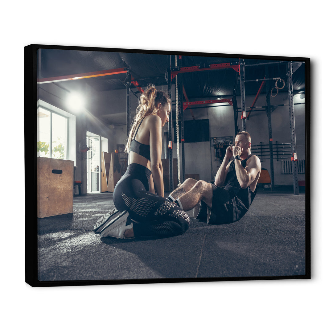 Couple Training I - Aerobic &amp; Bodybuilding Canvas Wall Art
