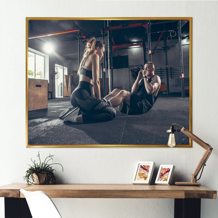 Couple Training I - Aerobic &amp; Bodybuilding Canvas Wall Art