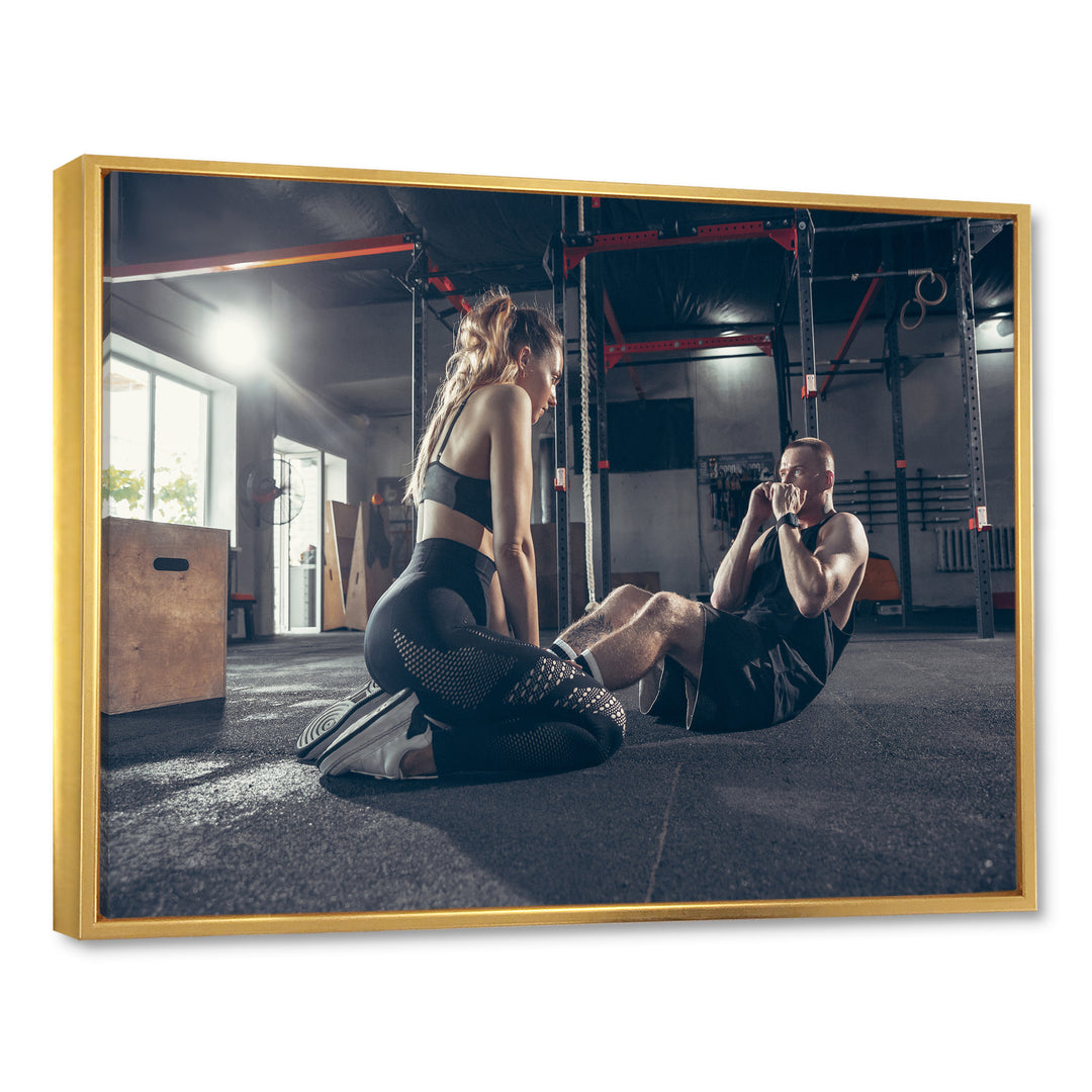 Couple Training I - Aerobic &amp; Bodybuilding Canvas Wall Art