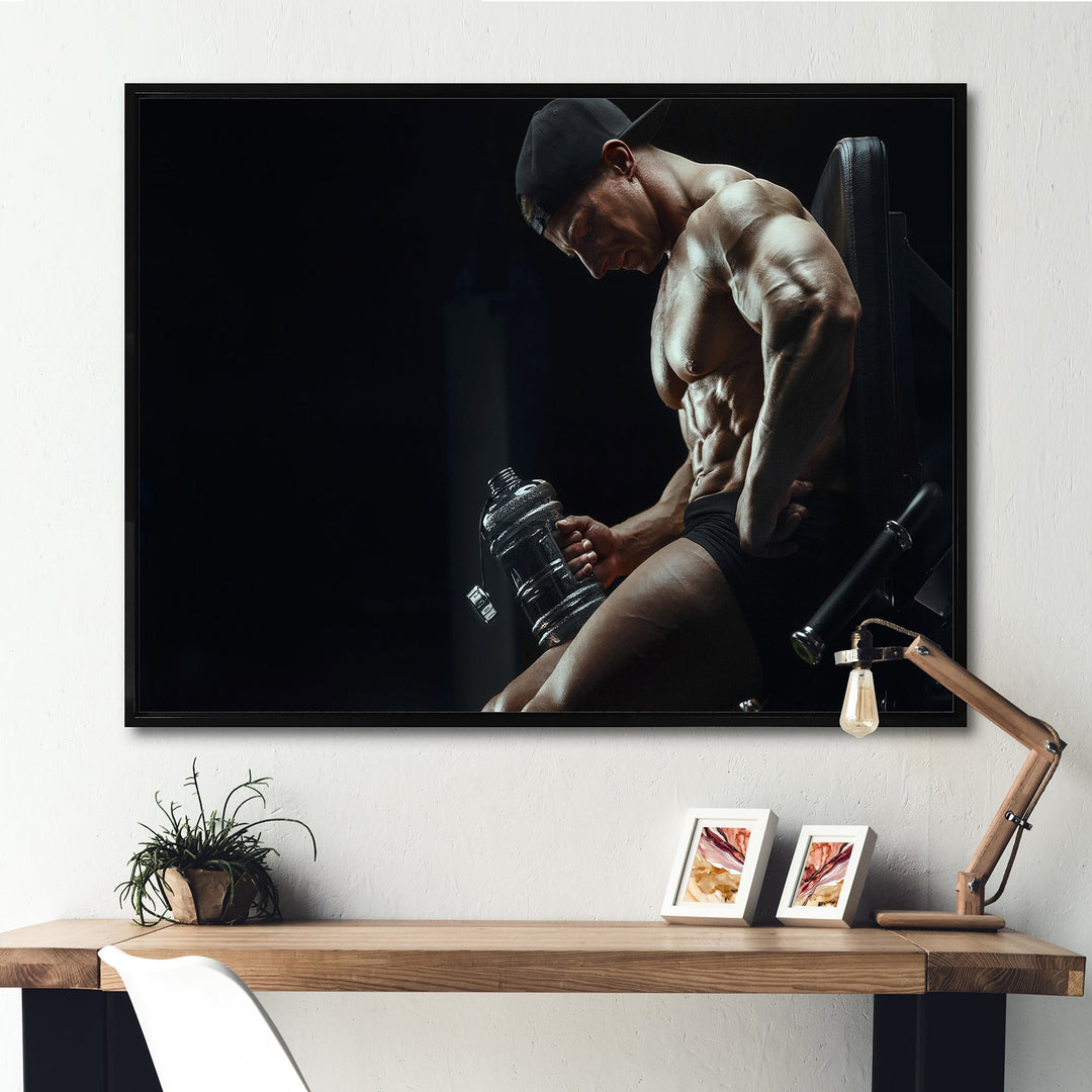 Bodybuilder Fitness Workout - Aerobic &amp; Bodybuilding Canvas Wall Art
