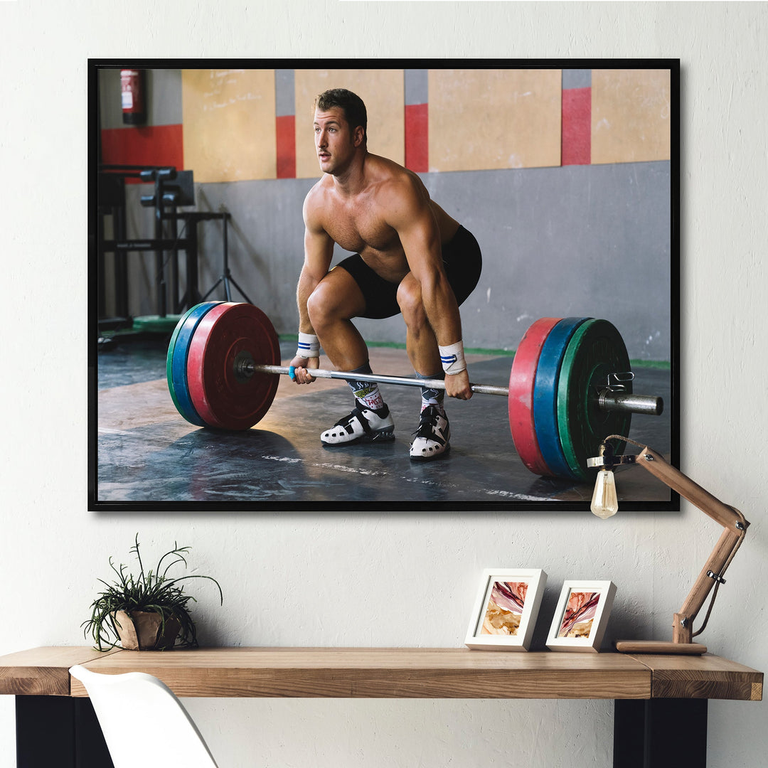 Bodybuilder Deadlift - Aerobic &amp; Bodybuilding Canvas Wall Art