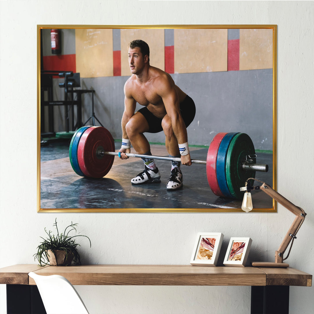 Bodybuilder Deadlift - Aerobic &amp; Bodybuilding Canvas Wall Art