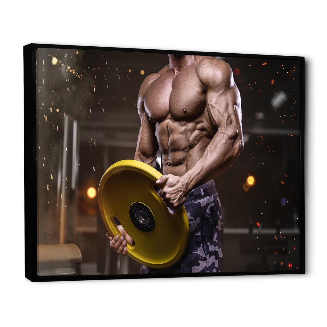 Pumping Up Muscles Dumbbells - Aerobic &amp; Bodybuilding Canvas Wall Art