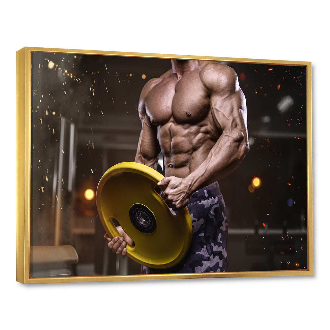 Pumping Up Muscles Dumbbells - Aerobic &amp; Bodybuilding Canvas Wall Art