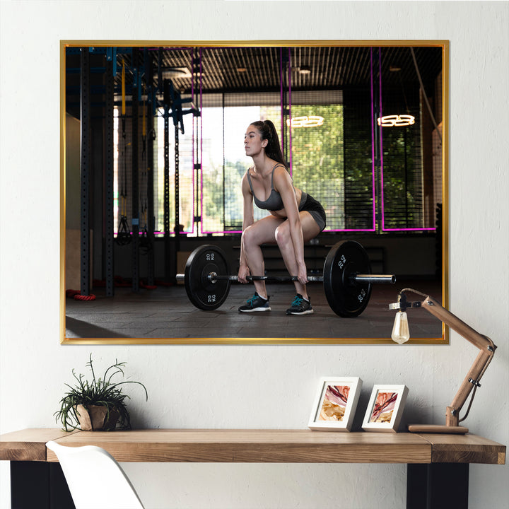 Woman Bodybuilding Workout - Aerobic &amp; Bodybuilding Canvas Wall Art