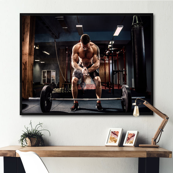 Bodybuilding Deadlift Prepare - Aerobic &amp; Bodybuilding Canvas Wall Art
