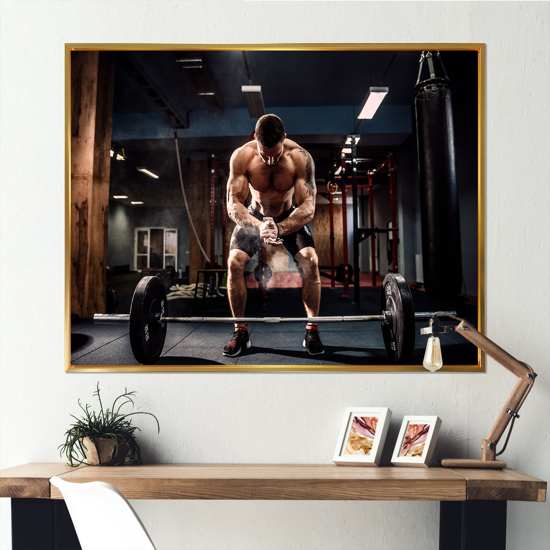 Bodybuilding Deadlift Prepare - Aerobic &amp; Bodybuilding Canvas Wall Art