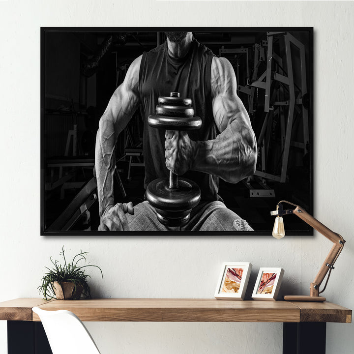 Black And White Dumbbell Gym - Aerobic &amp; Bodybuilding Canvas Wall Art