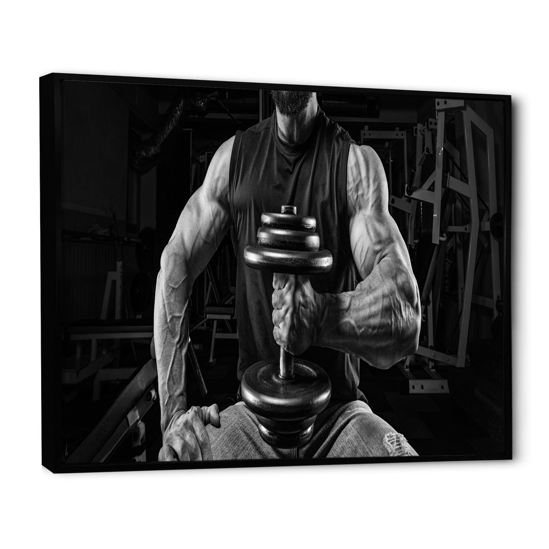 Black And White Dumbbell Gym - Aerobic &amp; Bodybuilding Canvas Wall Art