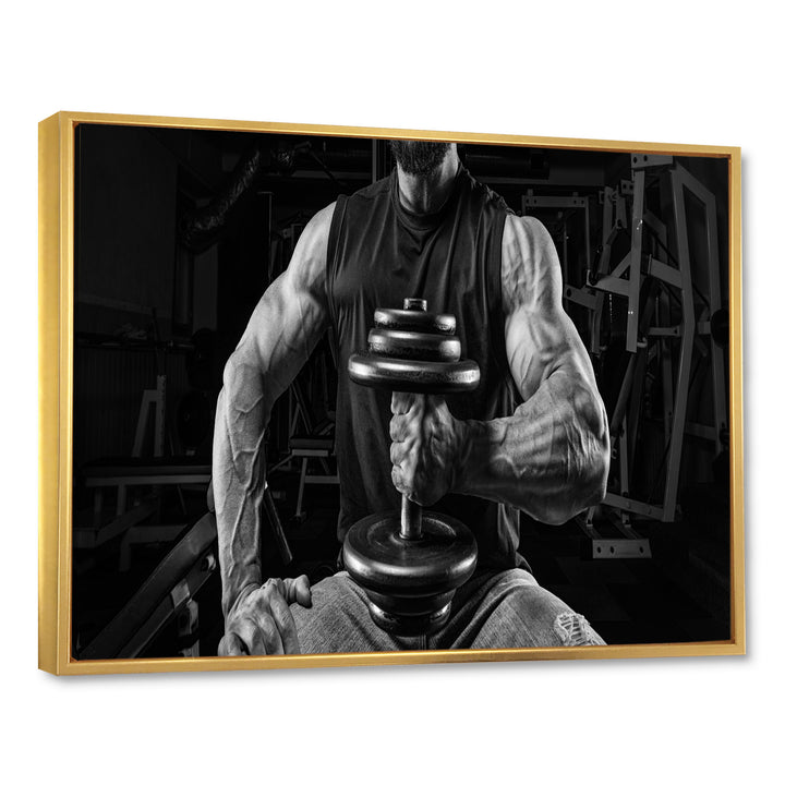 Black And White Dumbbell Gym - Aerobic &amp; Bodybuilding Canvas Wall Art