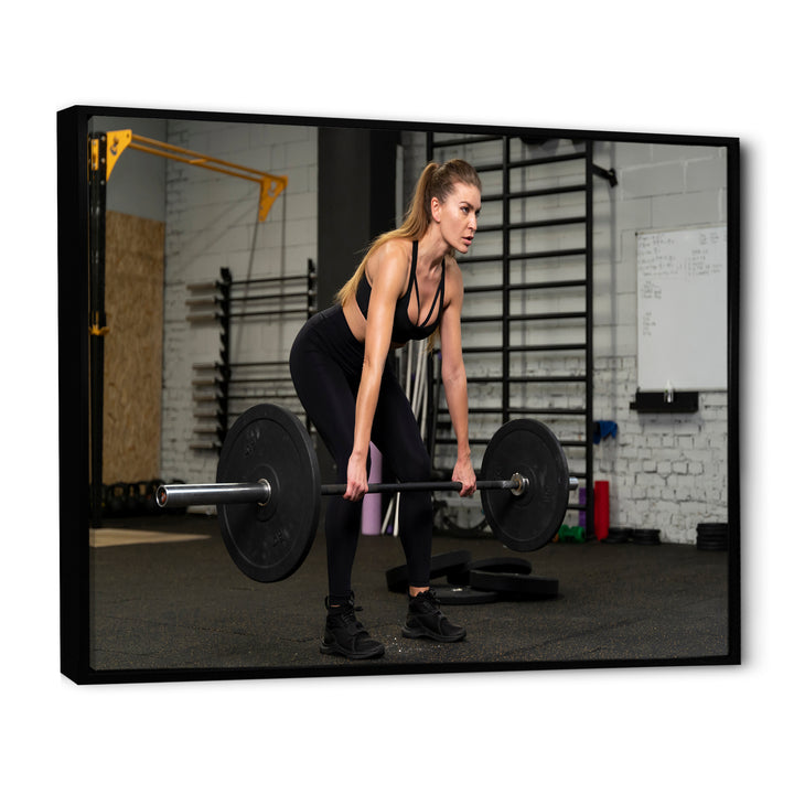 Woman Training Gym Full Shot - Aerobic &amp; Bodybuilding Canvas Wall Art