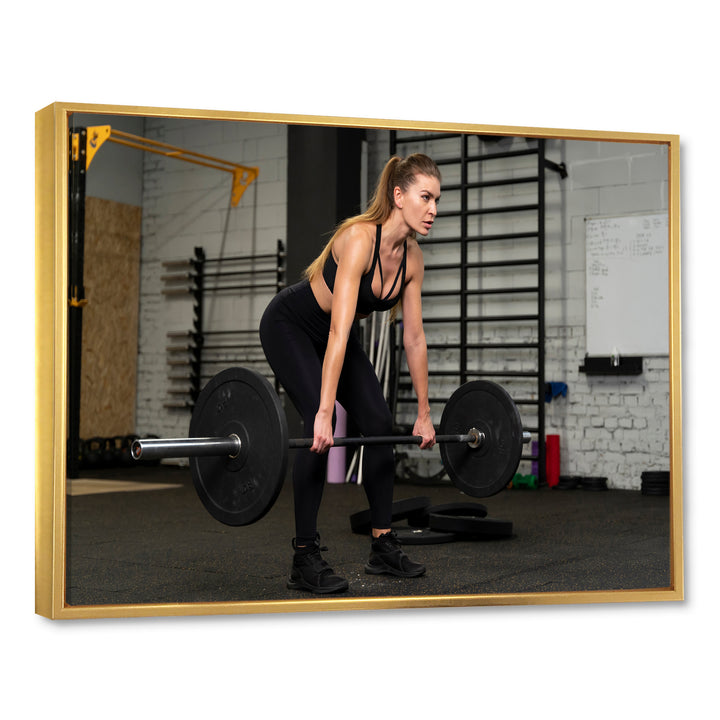 Woman Training Gym Full Shot - Aerobic &amp; Bodybuilding Canvas Wall Art