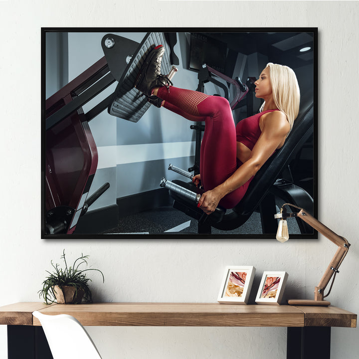Woman Training Gym Concept Fitness - Aerobic &amp; Bodybuilding Canvas Wall Art