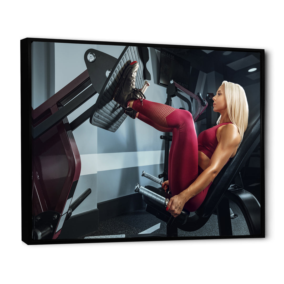 Woman Training Gym Concept Fitness - Aerobic &amp; Bodybuilding Canvas Wall Art