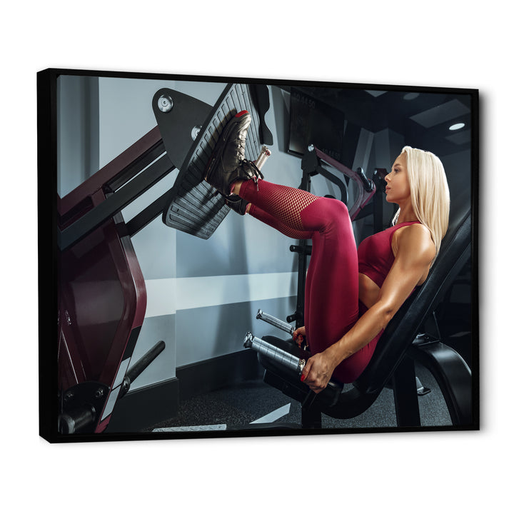 Woman Training Gym Concept Fitness - Aerobic &amp; Bodybuilding Canvas Wall Art