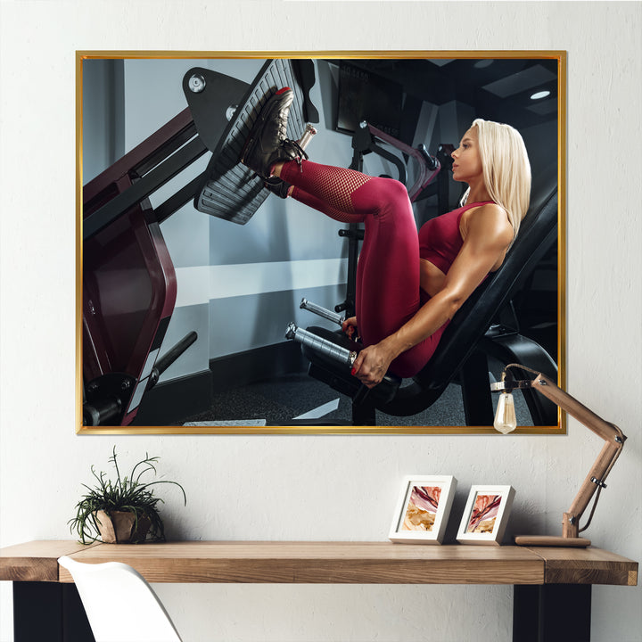 Woman Training Gym Concept Fitness - Aerobic &amp; Bodybuilding Canvas Wall Art