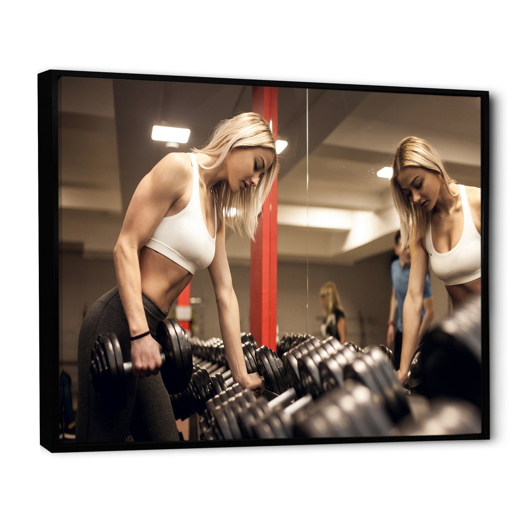 Aerobics Adult Female Athlete - Aerobic &amp; Bodybuilding Canvas Wall Art