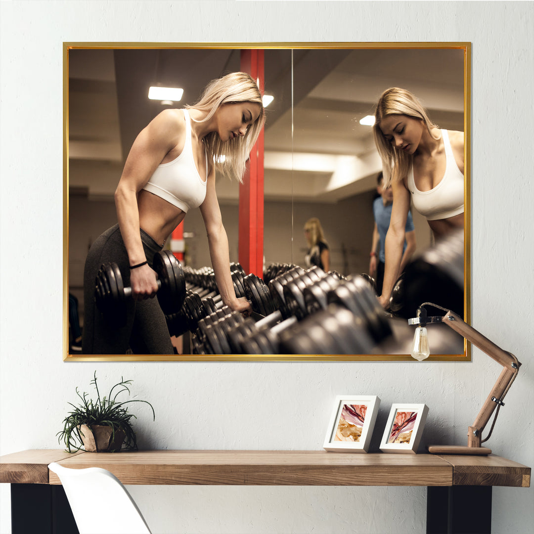 Aerobics Adult Female Athlete - Aerobic &amp; Bodybuilding Canvas Wall Art