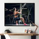 Athletic Woman Working Out With TRX Suspension Strips - Aerobic & Bodybuilding Canvas Wall Art