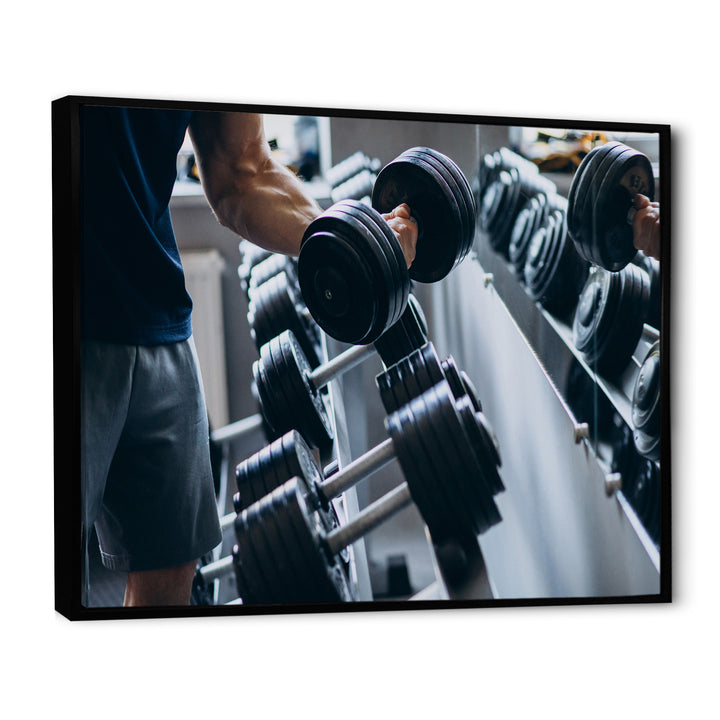 Strong Man Training At Gym - Aerobic &amp; Bodybuilding Canvas Wall Art