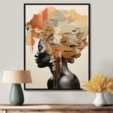 Minimalism African Woman Portrait - Landscapes Canvas Wall Art