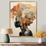 Minimalism African Woman Portrait - Landscapes Canvas Wall Art