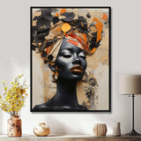 Minimalism African Fashion Woman Portrait - Landscapes Canvas Wall Art