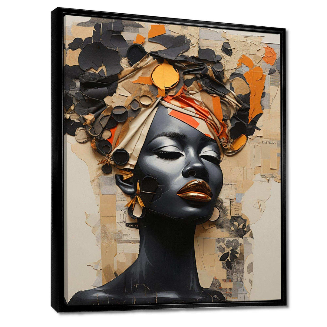 Minimalism African Fashion Woman Portrait - Landscapes Canvas Wall Art