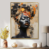 Minimalism African Fashion Woman Portrait - Landscapes Canvas Wall Art