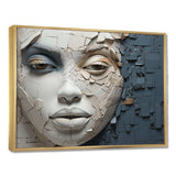 Blue And Beige African Woman Collage - Landscapes Canvas Wall Art