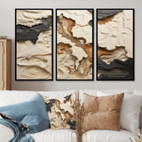 Beige And Brown African River Collage - 3-Piece Canvas Wall Art