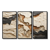 Beige And Brown African River Collage - 3-Piece Canvas Wall Art